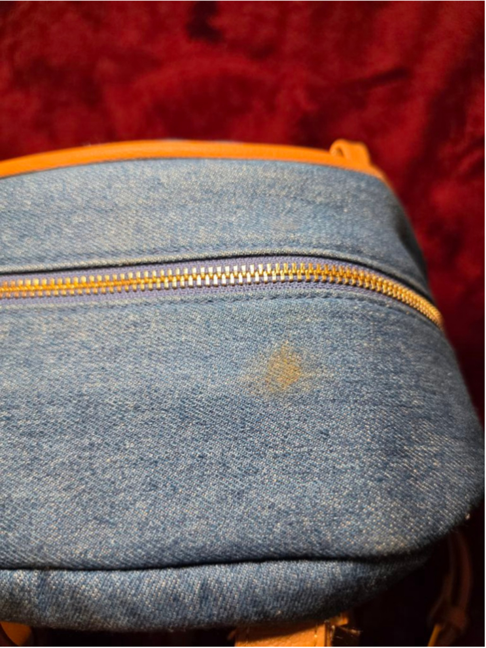 Betsey Johnson Blue Denim Backpack One Size with Brown Straps - Picture 4 of 6
